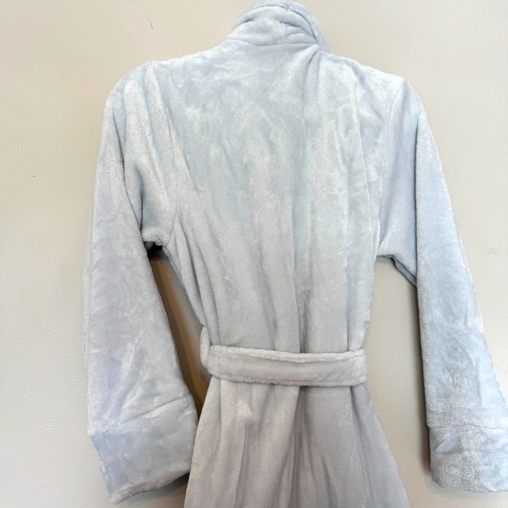 SOMA Plush Fleece Short Robe in Blue Mist - Picture 4 of 8